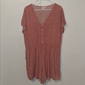 GAP Romper Short Sleeve Pink Micro Floral Print Women’s Extra Large XL